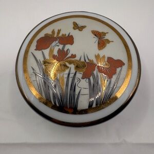 Fine Bone China Floral Brown Oval Trinket Box